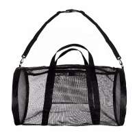 Oem Factory Wholesale Black Reusable Travel Mesh Zipper Bag Big Heavy Duty Tote Mesh Travel Bags With Zipper