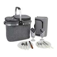 Picnic Basket Set for 2 Insulated Tote Bag Kit Picnic  Basket Bag Tableware Set