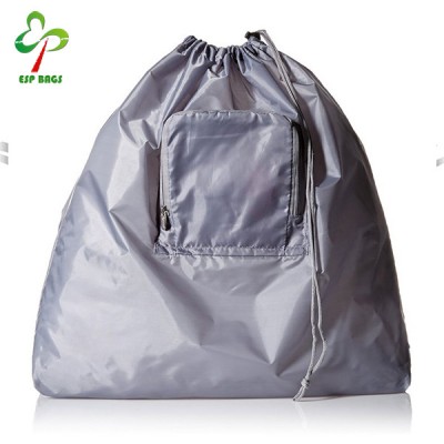 Promotional popular college waterproof folding foldable zipper polyester dirty laundry bag for travel