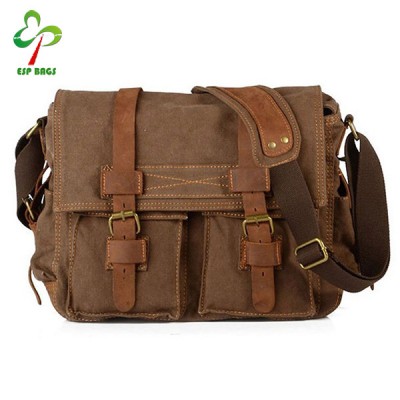 Vintage new spacious retro canvas leather mens shoulder messenger sling bag shoulder