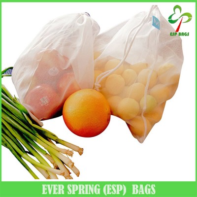 Set of 5 reusable lightweight produce bag, transparent handy eco-friendly breathable drawstring fresh vegetable packaging bag