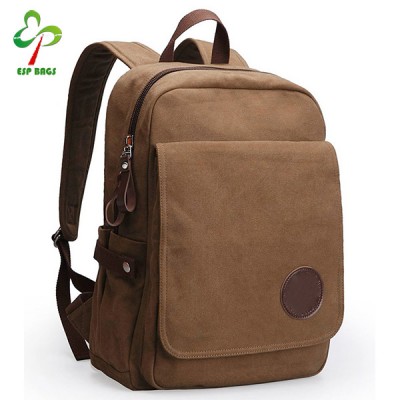 China supplier brown Laptop waxed canvas backpack, canvas backpack wholesale